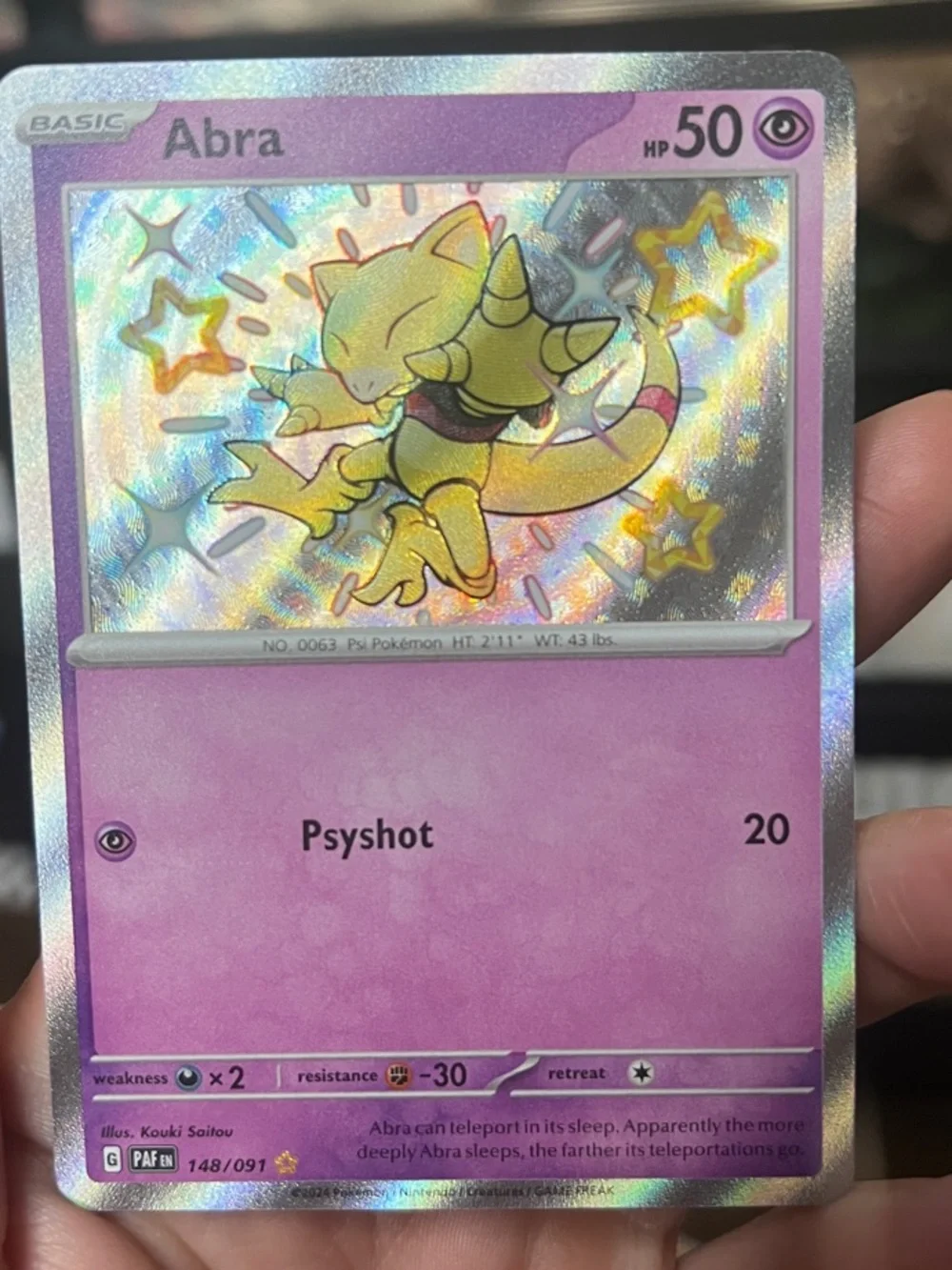 ✨SHINY ABRA- Pokemon Trading card 148/091